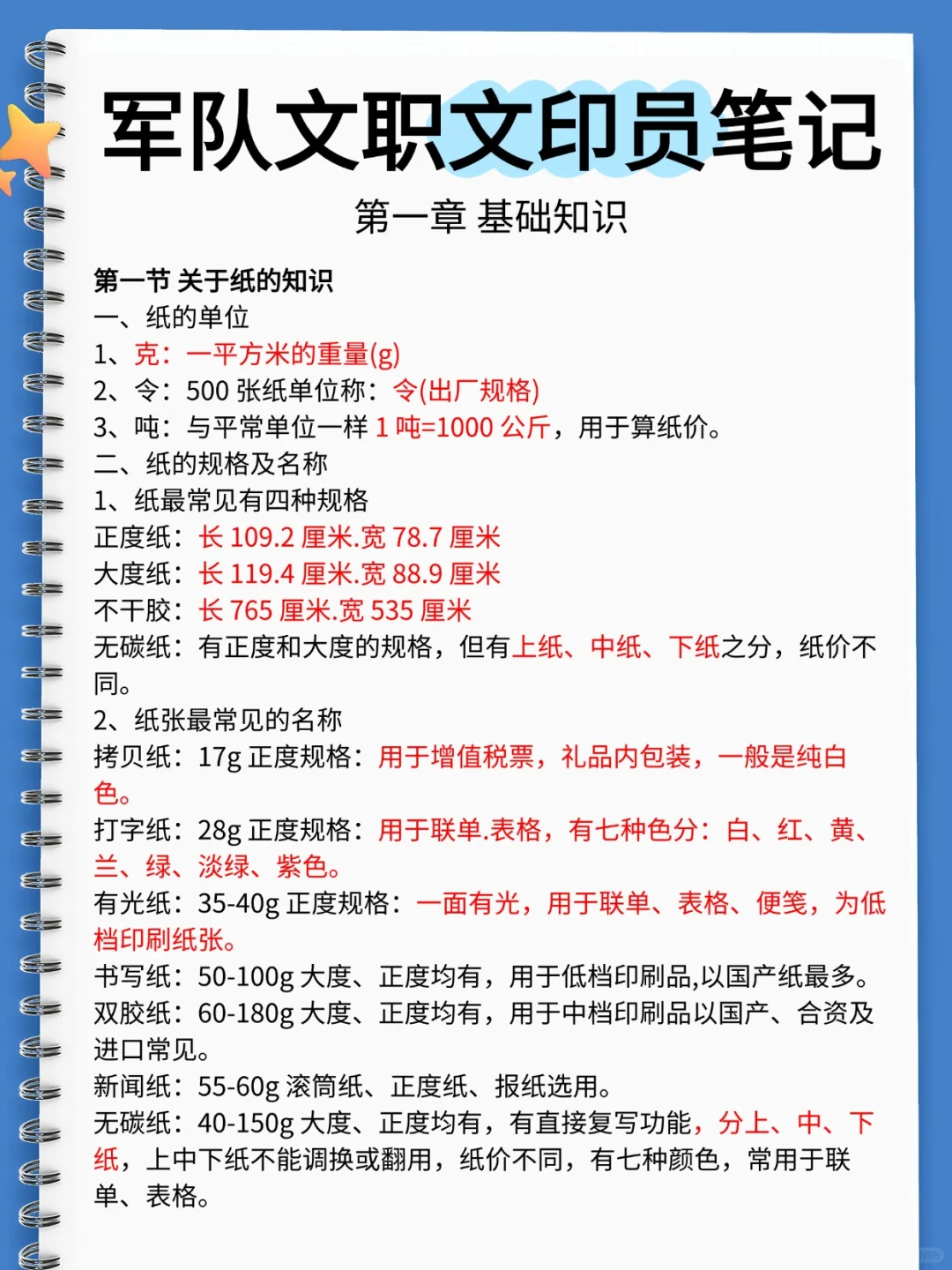 25军队文职文印员学霸笔记就这45页