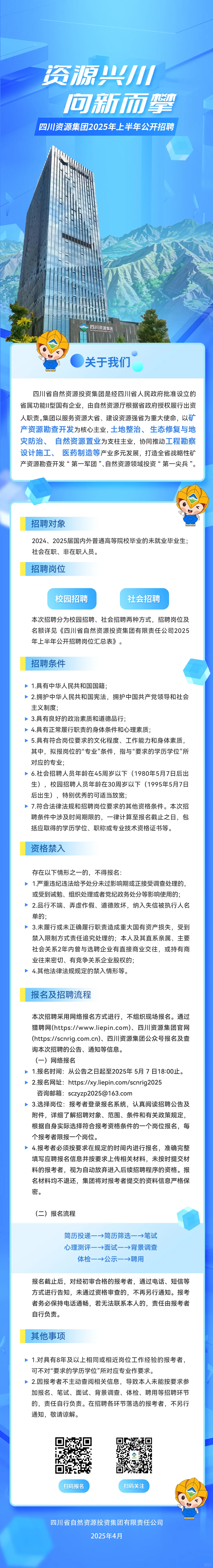 四川省自然资源投资集团2025年上半年招聘！