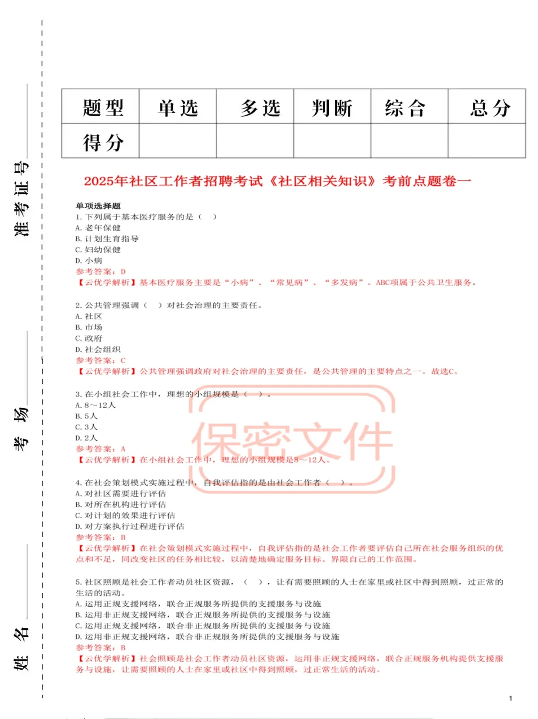 25社区招聘，反正就这3套卷，熬夜背