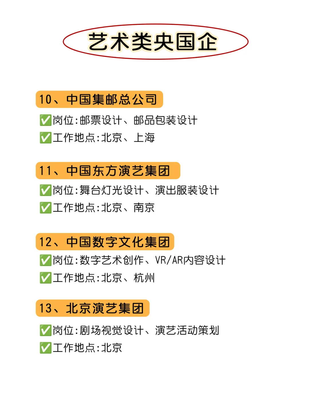 艺术类专业闭眼冲这几家央国企！不踩雷