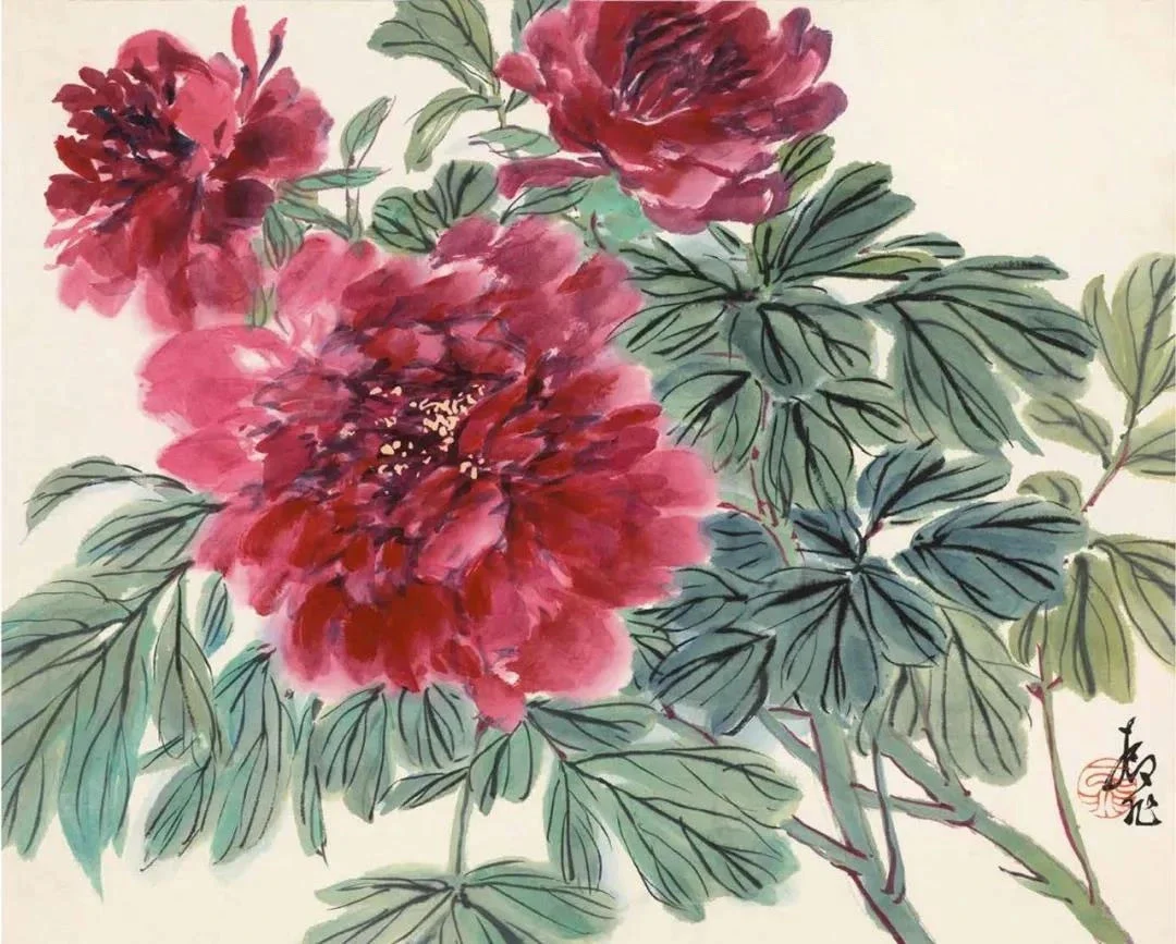 【陆抑非 花鸟动物画牡丹欣赏】