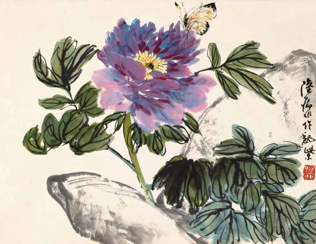 【陆抑非 花鸟动物画牡丹欣赏】