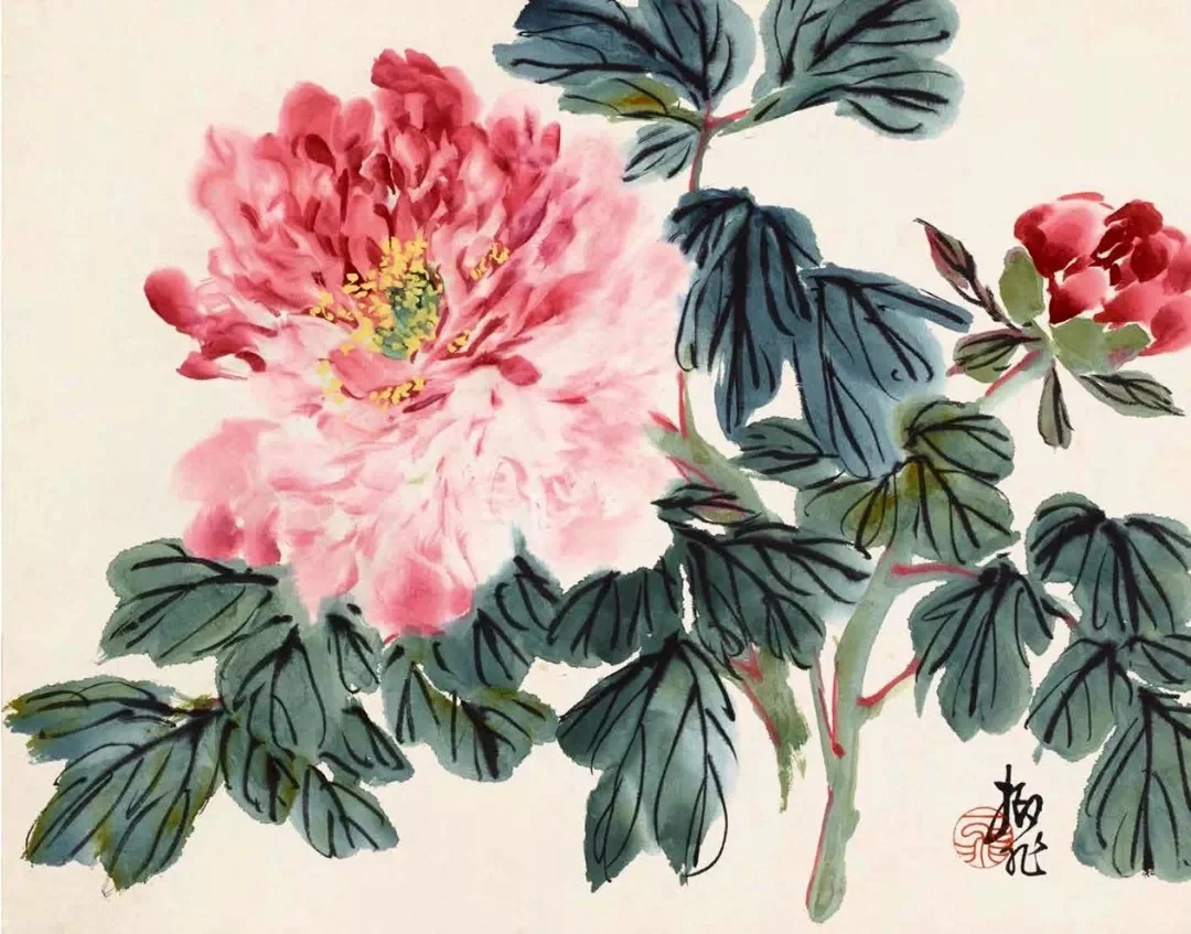 【陆抑非 花鸟动物画牡丹欣赏】