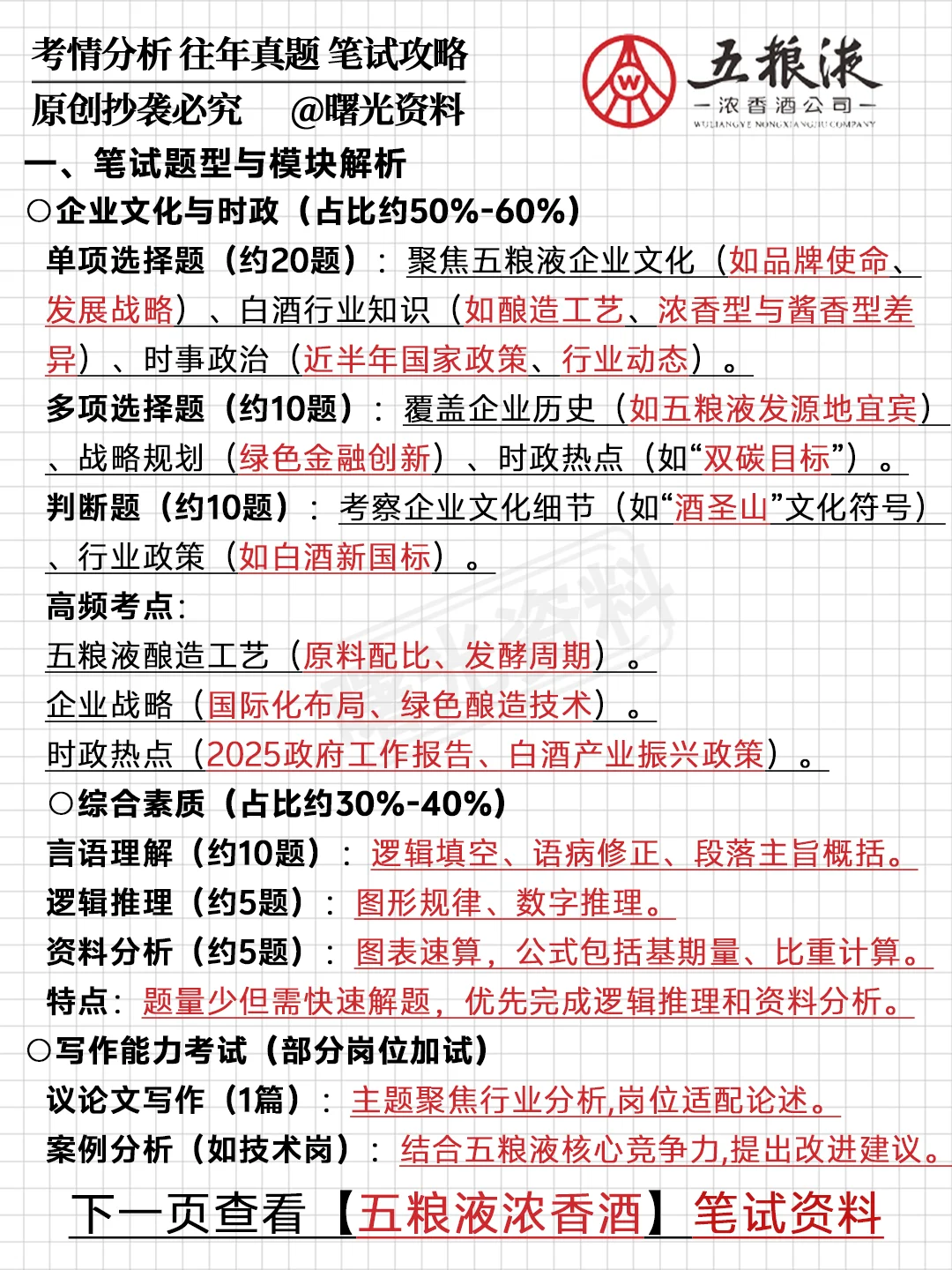 五粮液浓香酒5月11日春招笔试考什么？