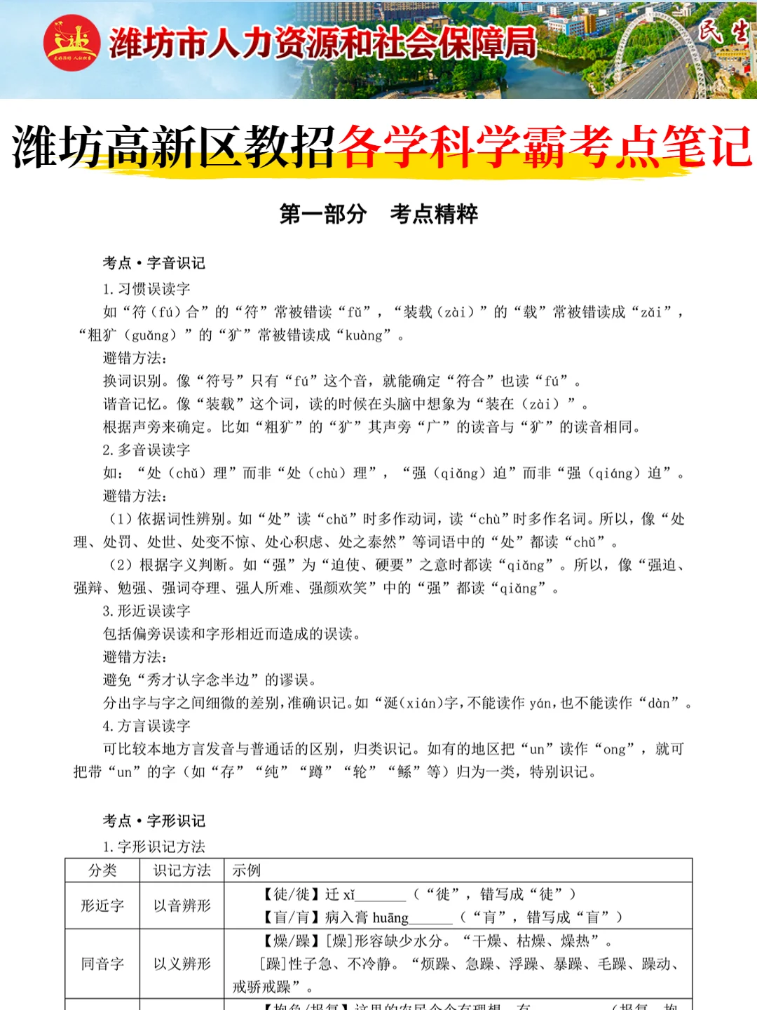 潍坊高新区教师招聘考试，踵点无非就这几页