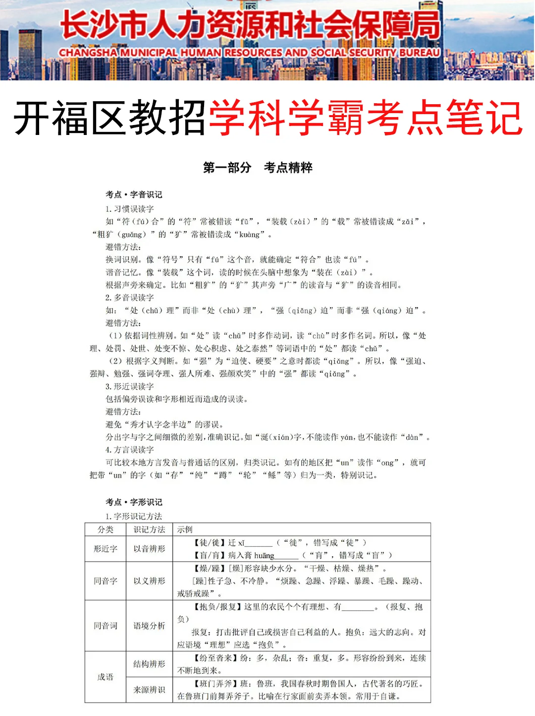 25长沙开福区教招新增考点就这5个，熬夜背