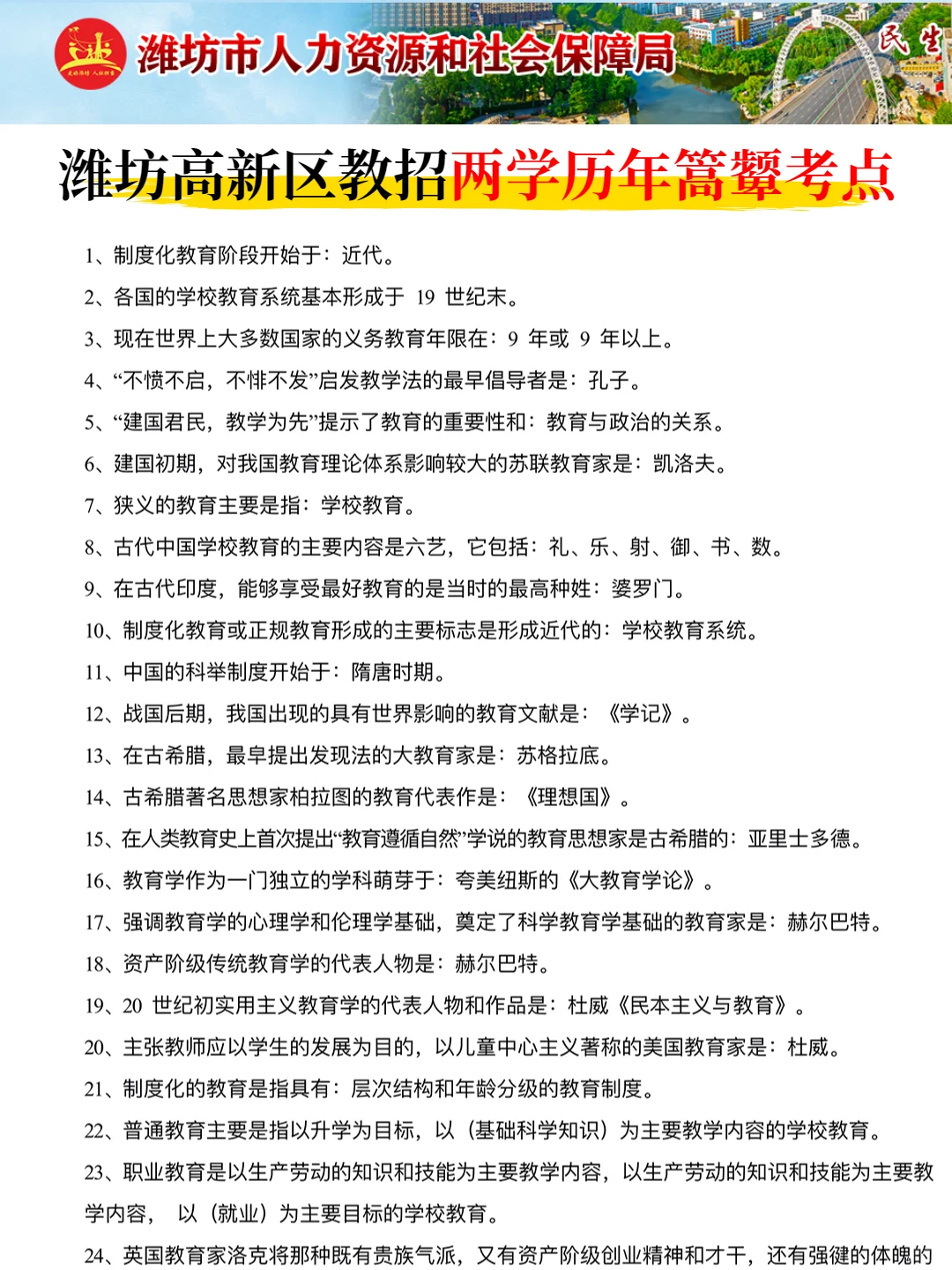 潍坊高新区教师招聘考试，踵点无非就这几页