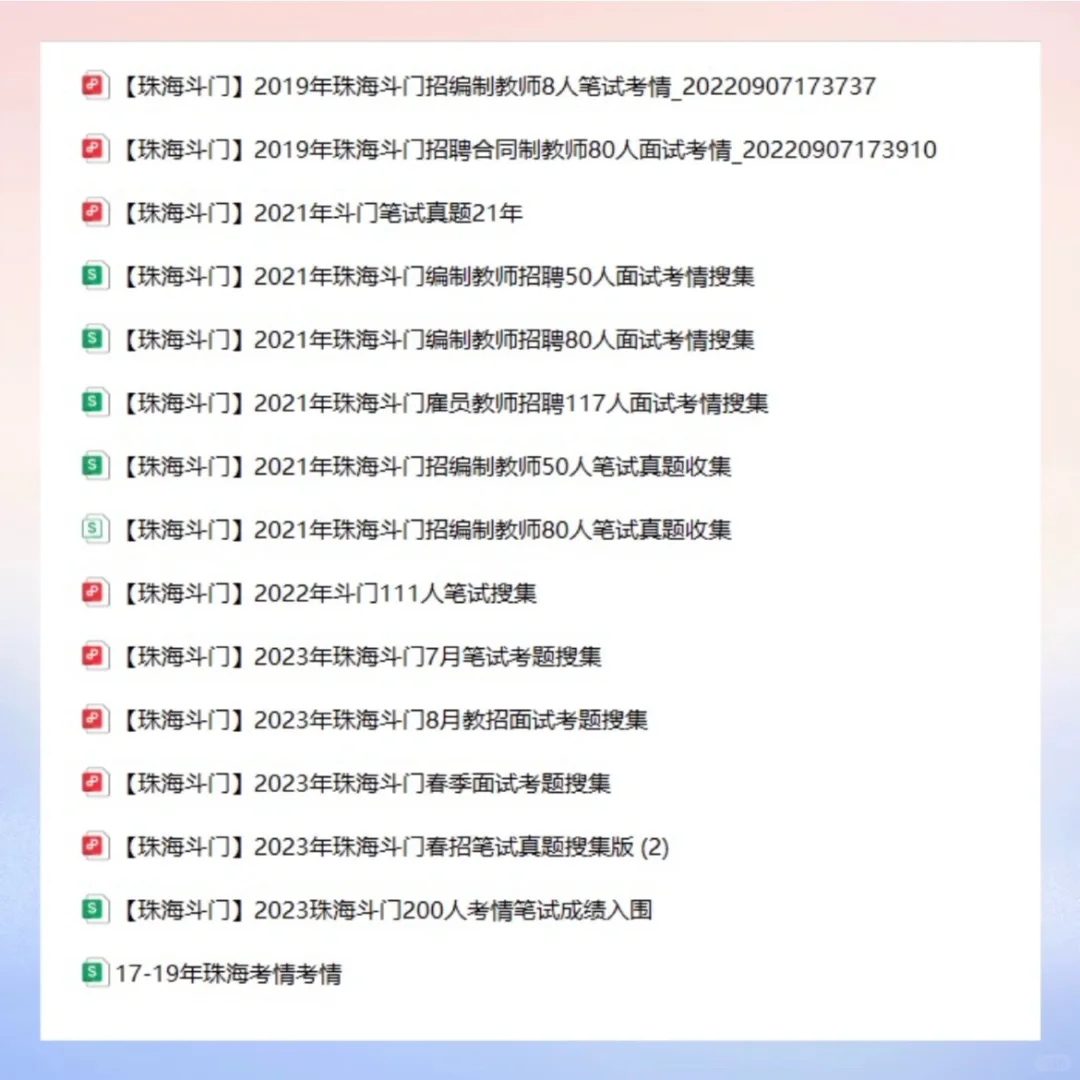 🖊️谁还没有珠海香洲真题17～24年⁉️收集全啦