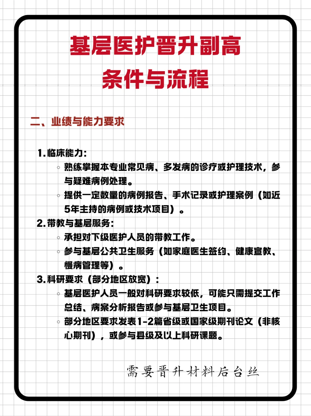基层医护晋升副高流程🔍