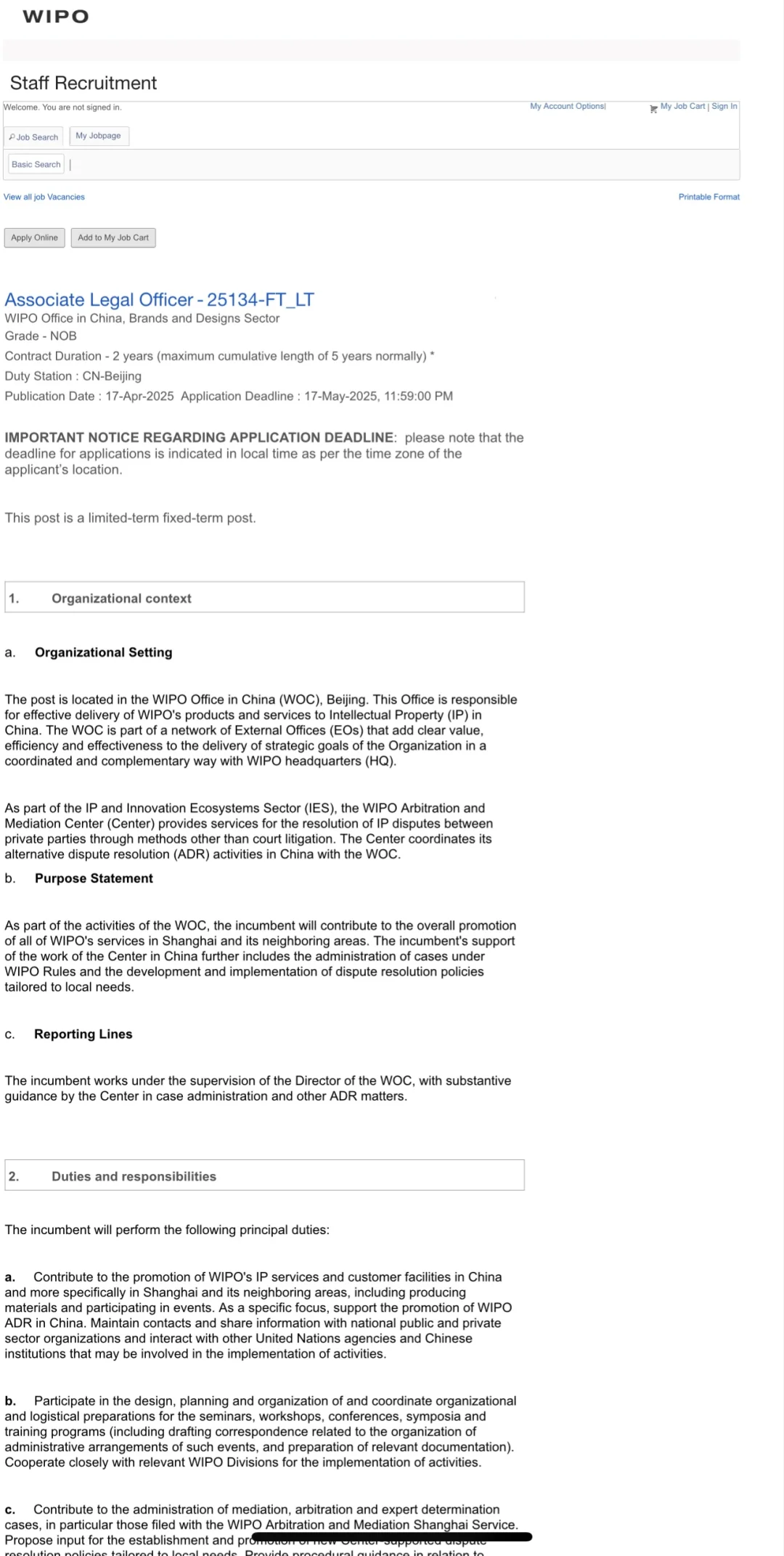 坐标北京国际组织（WIPO/WRI/UNWomen）全职