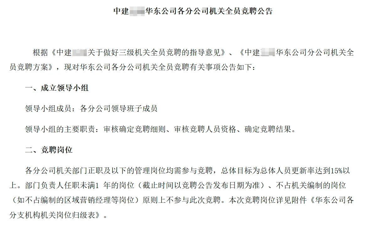 中建某局开始竞聘上岗了