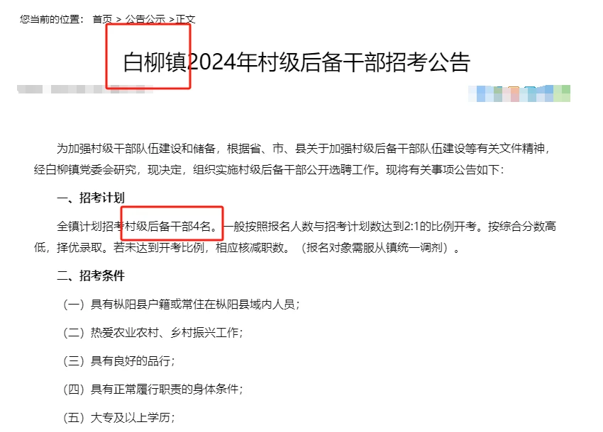 枞阳县白柳镇招村级后备干部4名🤔