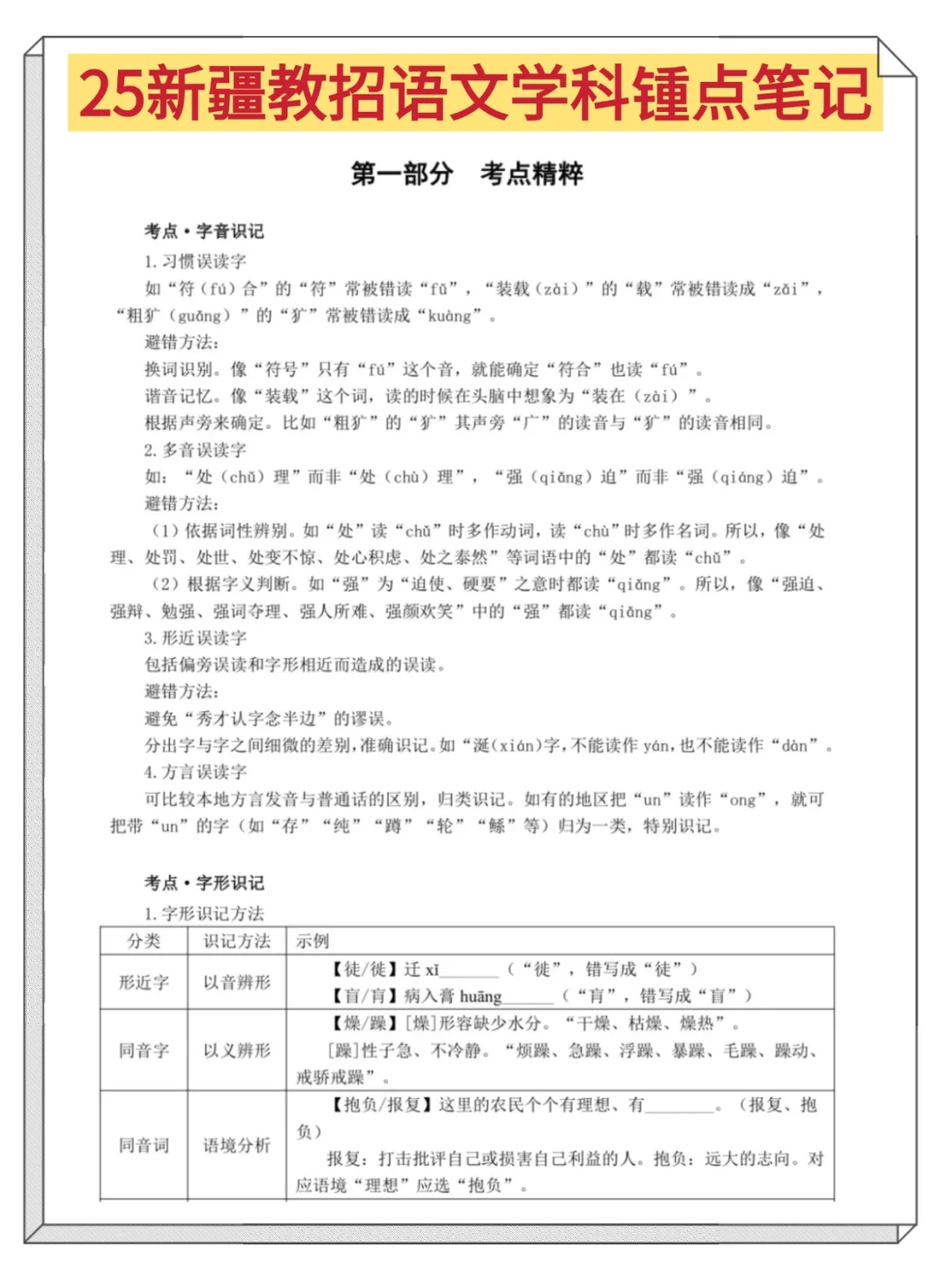 新疆和田区教招就这7页纸，赶紧背！