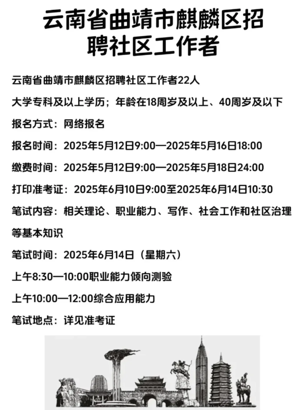 云南曲靖市麒麟区招聘社区工作者22人