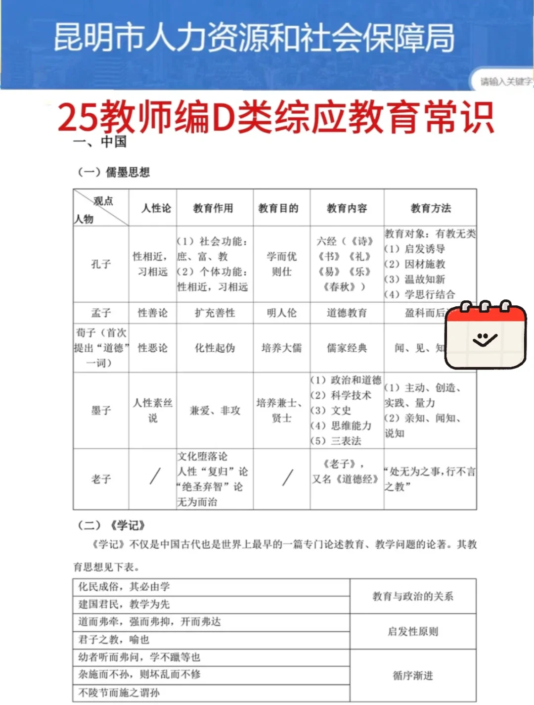 别裸考！周六昆明教招极简背诵版，3h足矣
