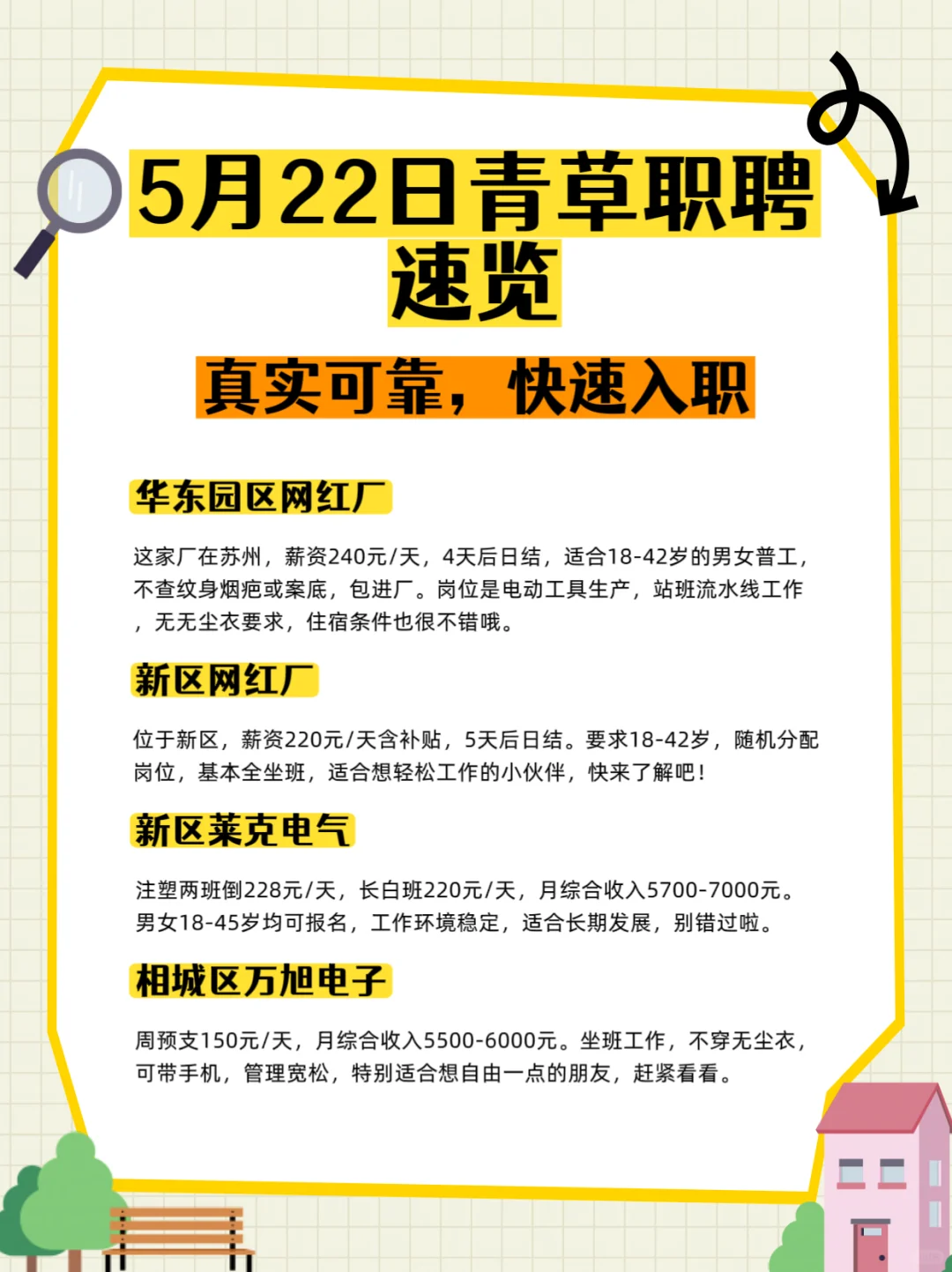 5月22日青草职聘招聘信息速览