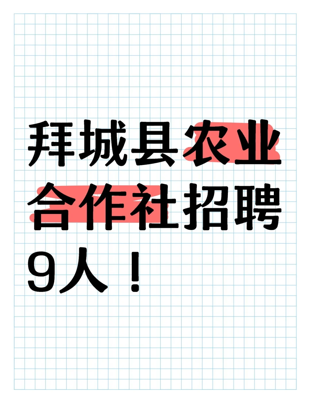 拜城县农业合作社招聘9人！