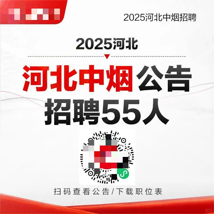 河北中烟出公告了，招聘55人