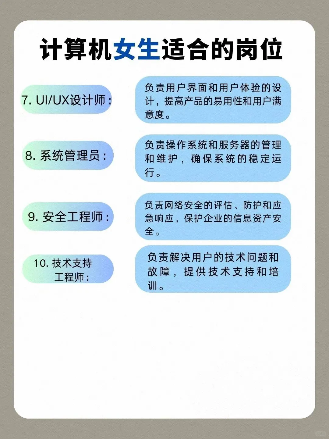计算机女生适合的岗位