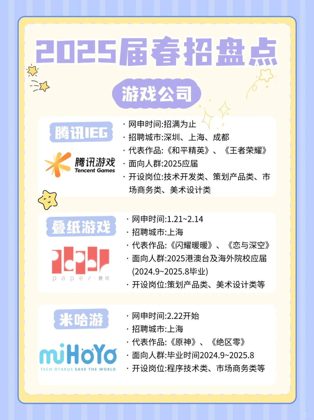 25届游戏公司春招来啦！