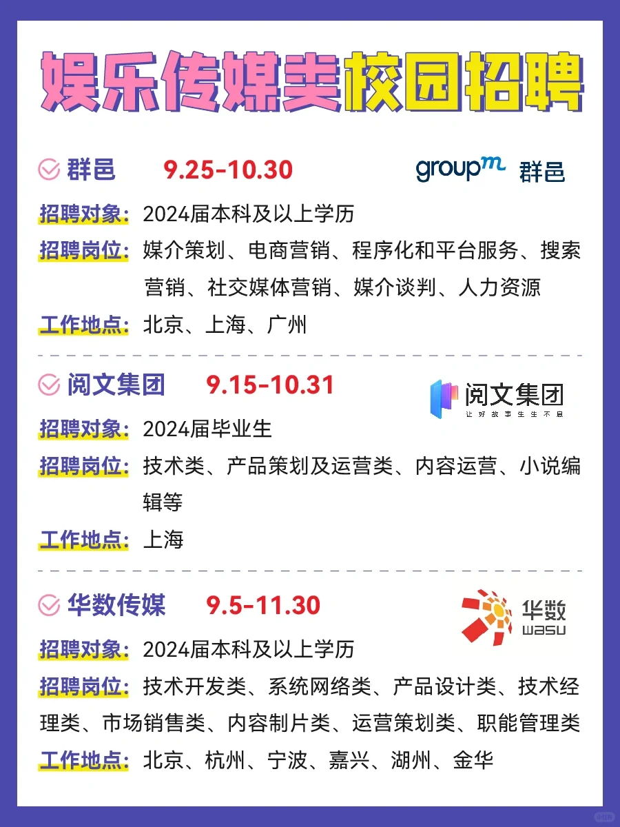 娱乐传媒类校招🔥综艺亲身体验，见明星！