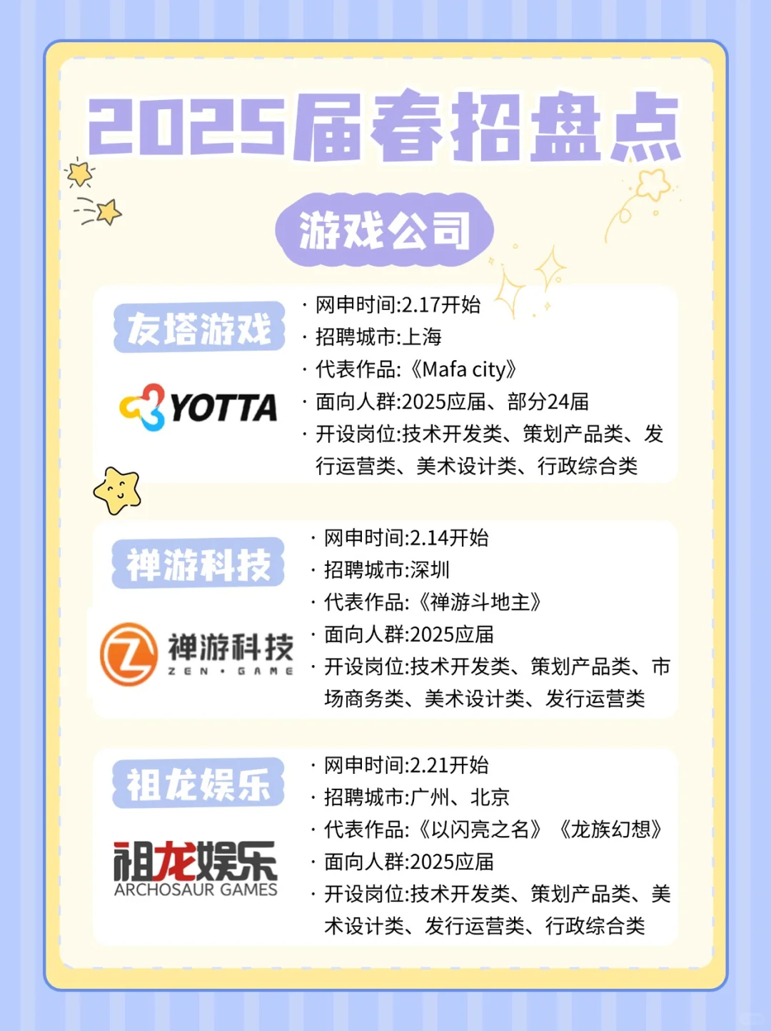 25届游戏公司春招来啦！