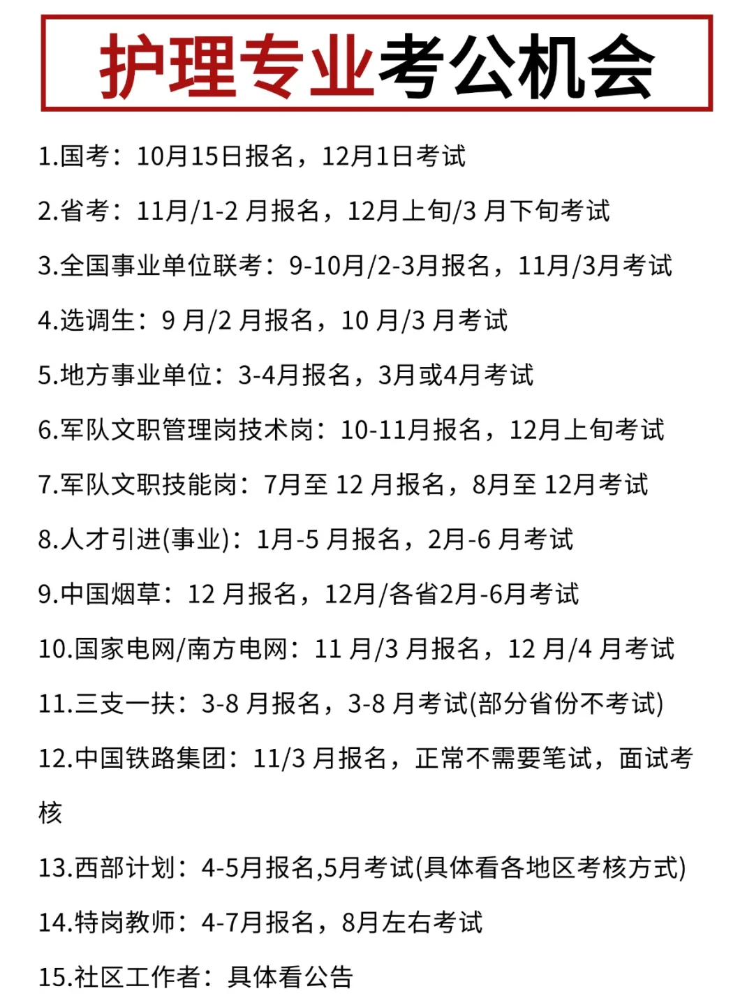 护理专业，请牢牢抓住这15次进体制内的机会