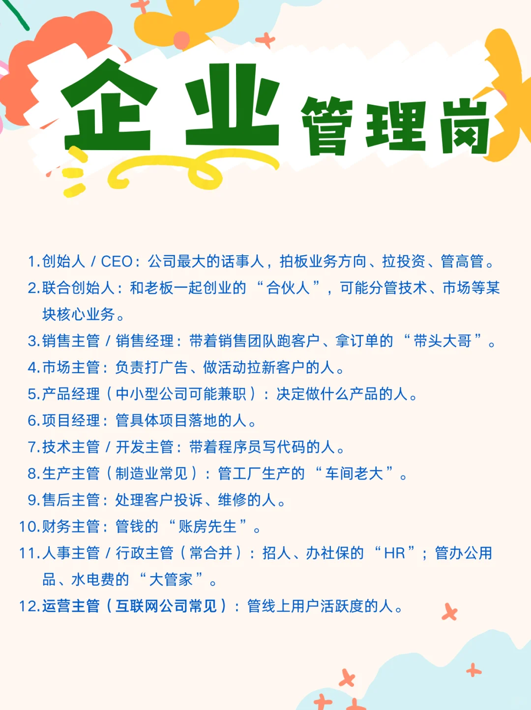 一文看懂企业职位划分和必备资料