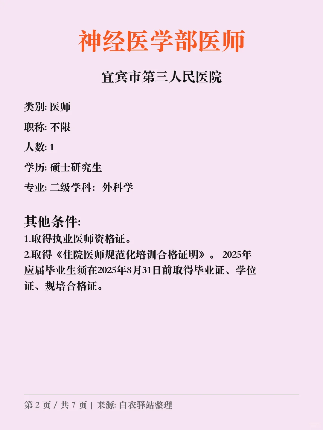 宜宾市第三人民医院招聘✨