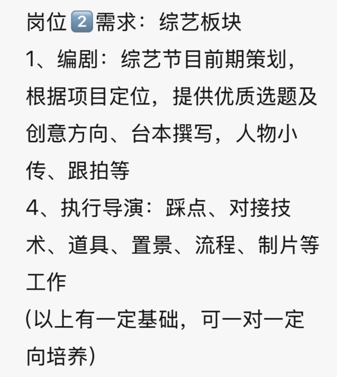 公司 项目聘 正职 编导 策划 导演 实习