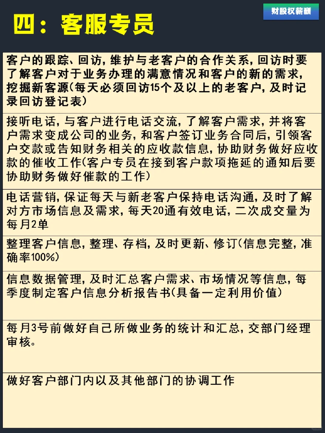 【企业职能类岗位职责】