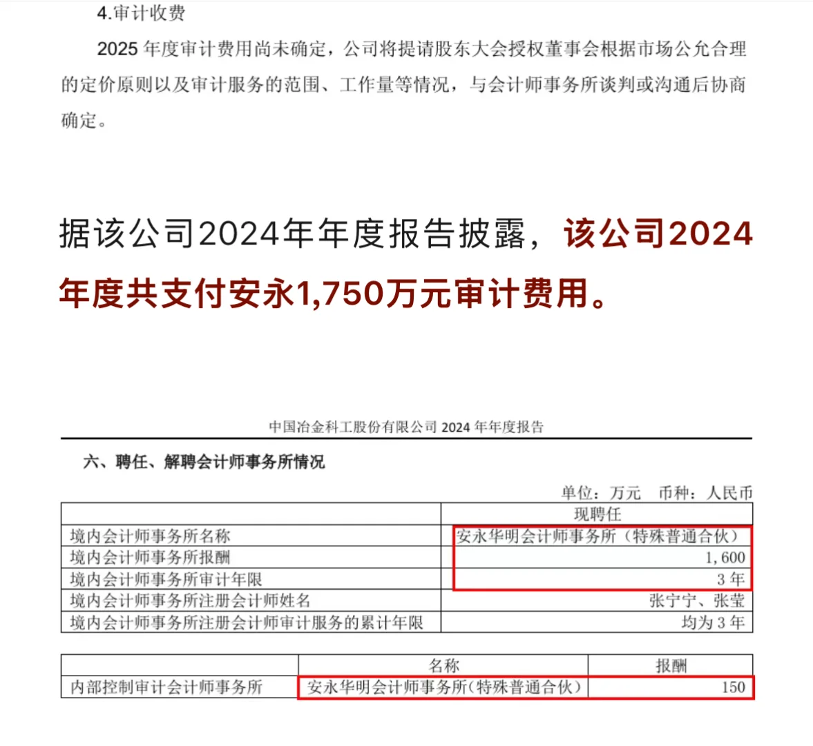中国中冶改聘德勤、中国铝业续聘安永！