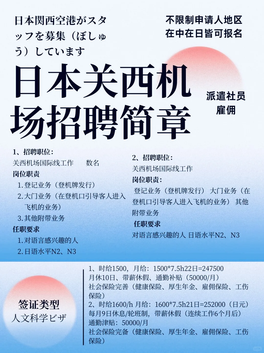 日本关西机场招聘简章