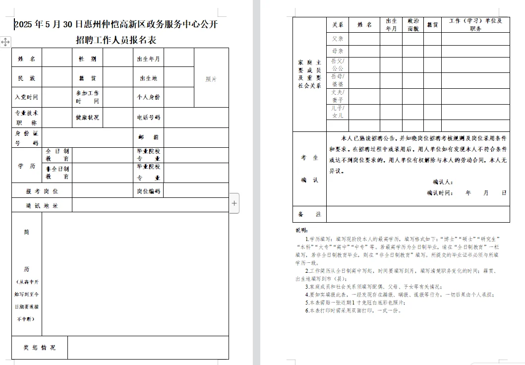 惠州市仲恺高新区招聘