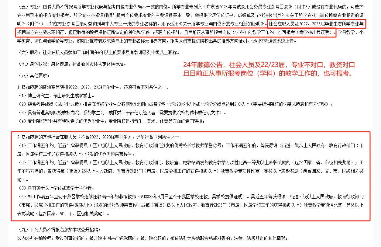 关于专业不对口考佛山教师编制