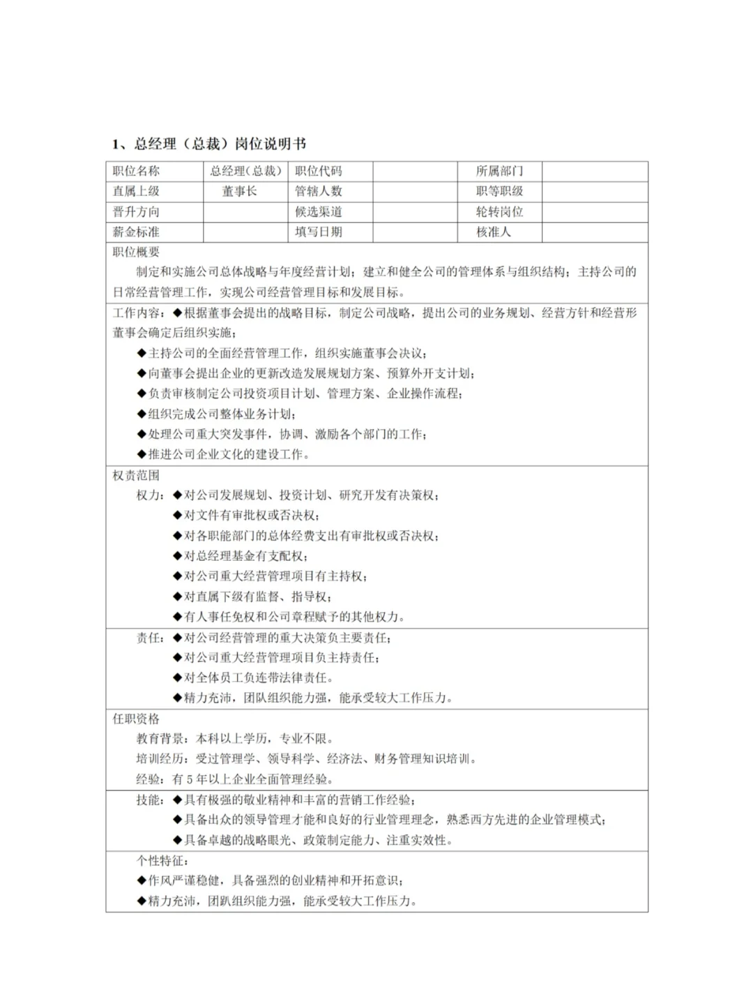 各大岗位岗位职责有哪些