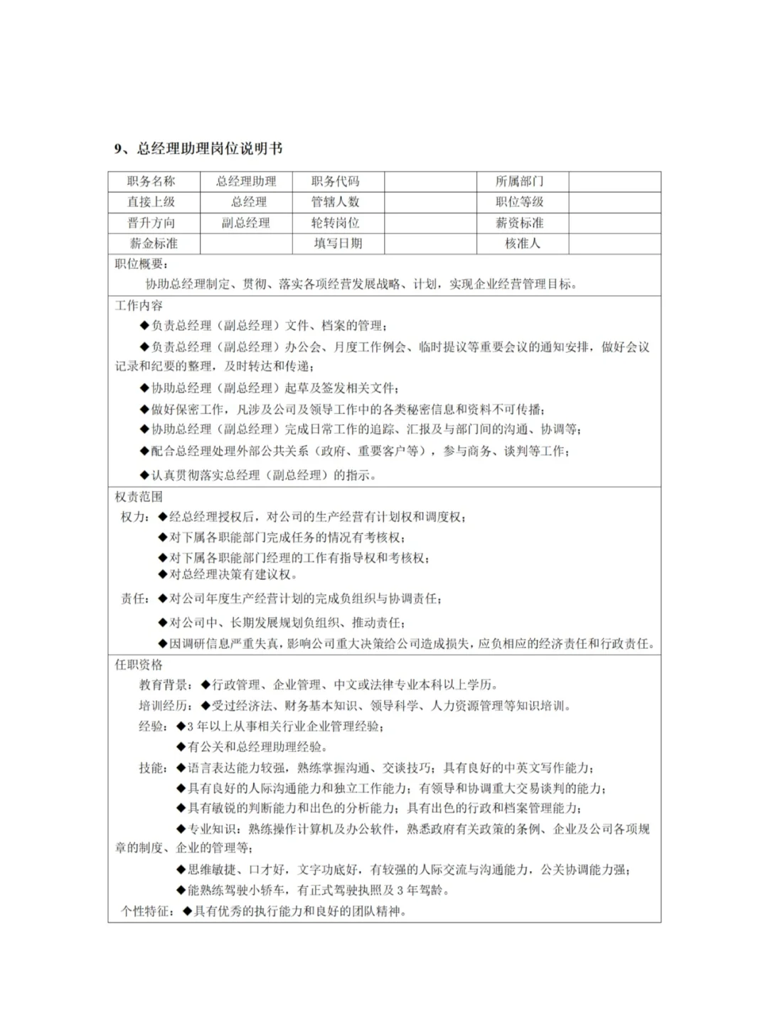 各大岗位岗位职责有哪些