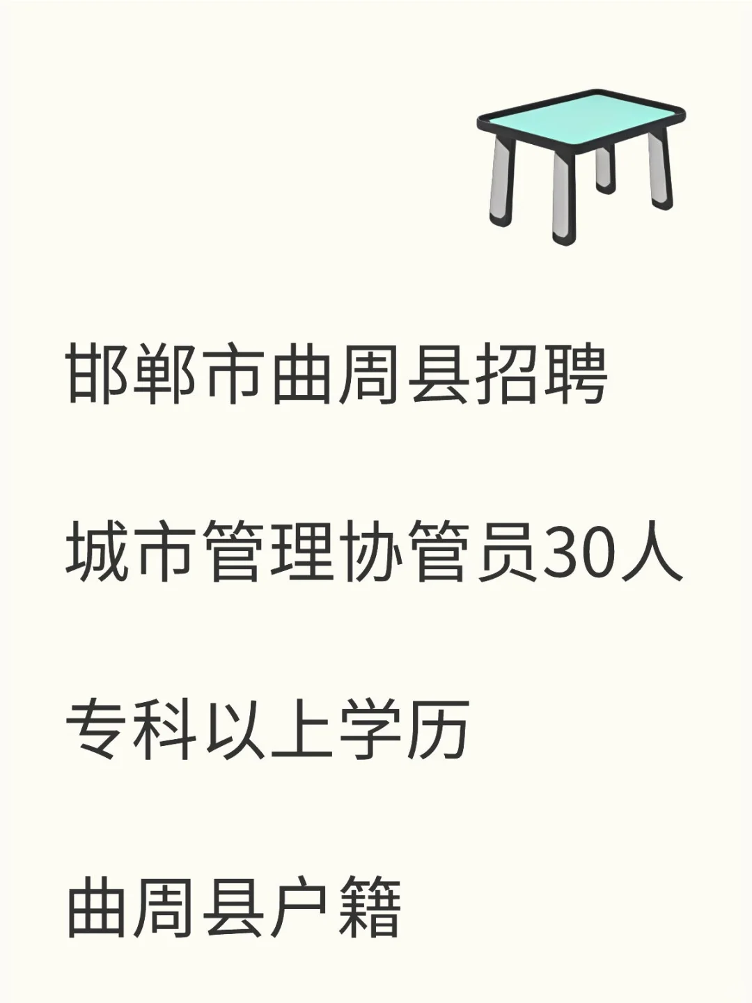 邯郸曲周县招聘城市协管员 30 人