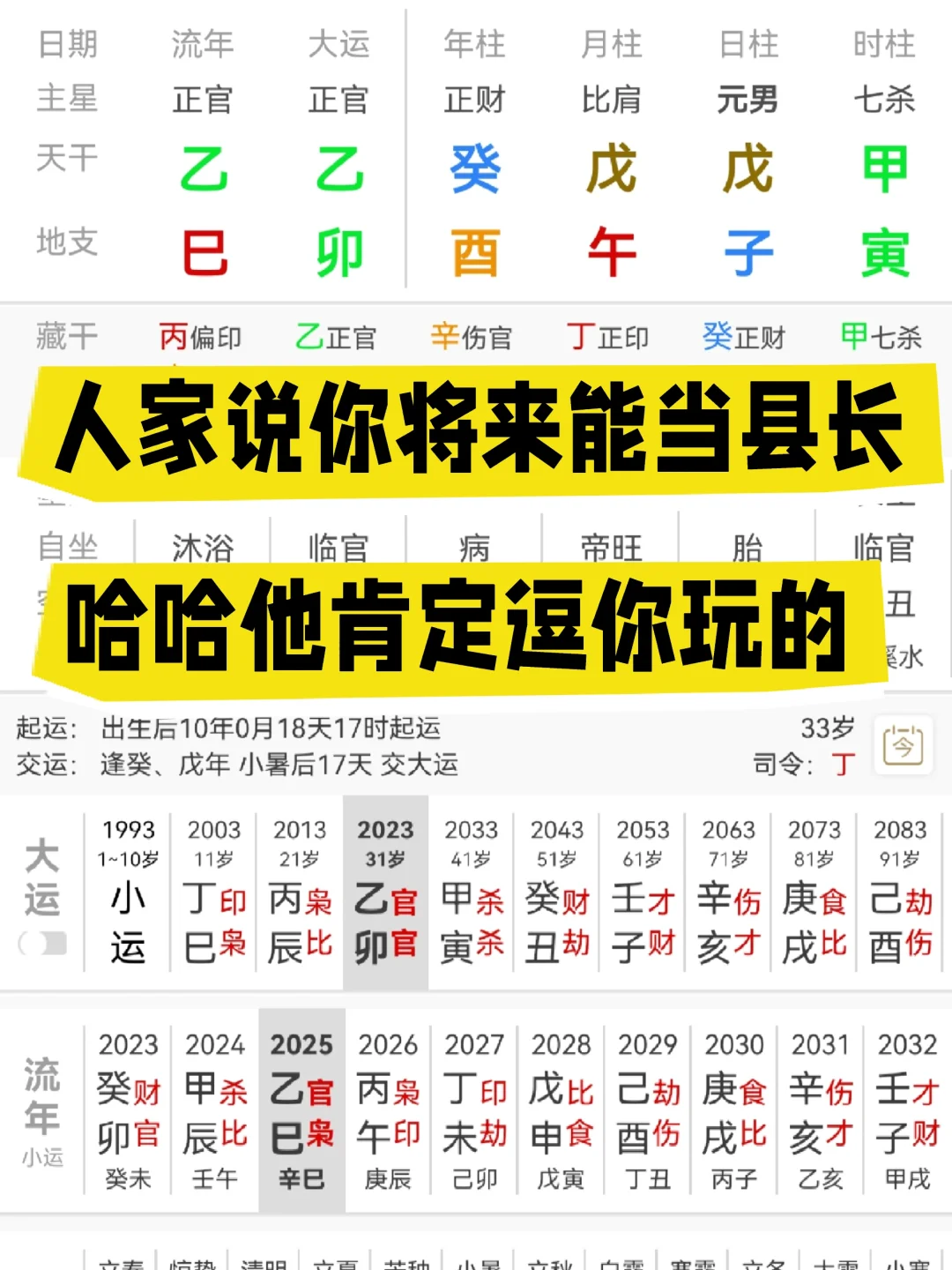 说你将来当县长，开玩笑吧