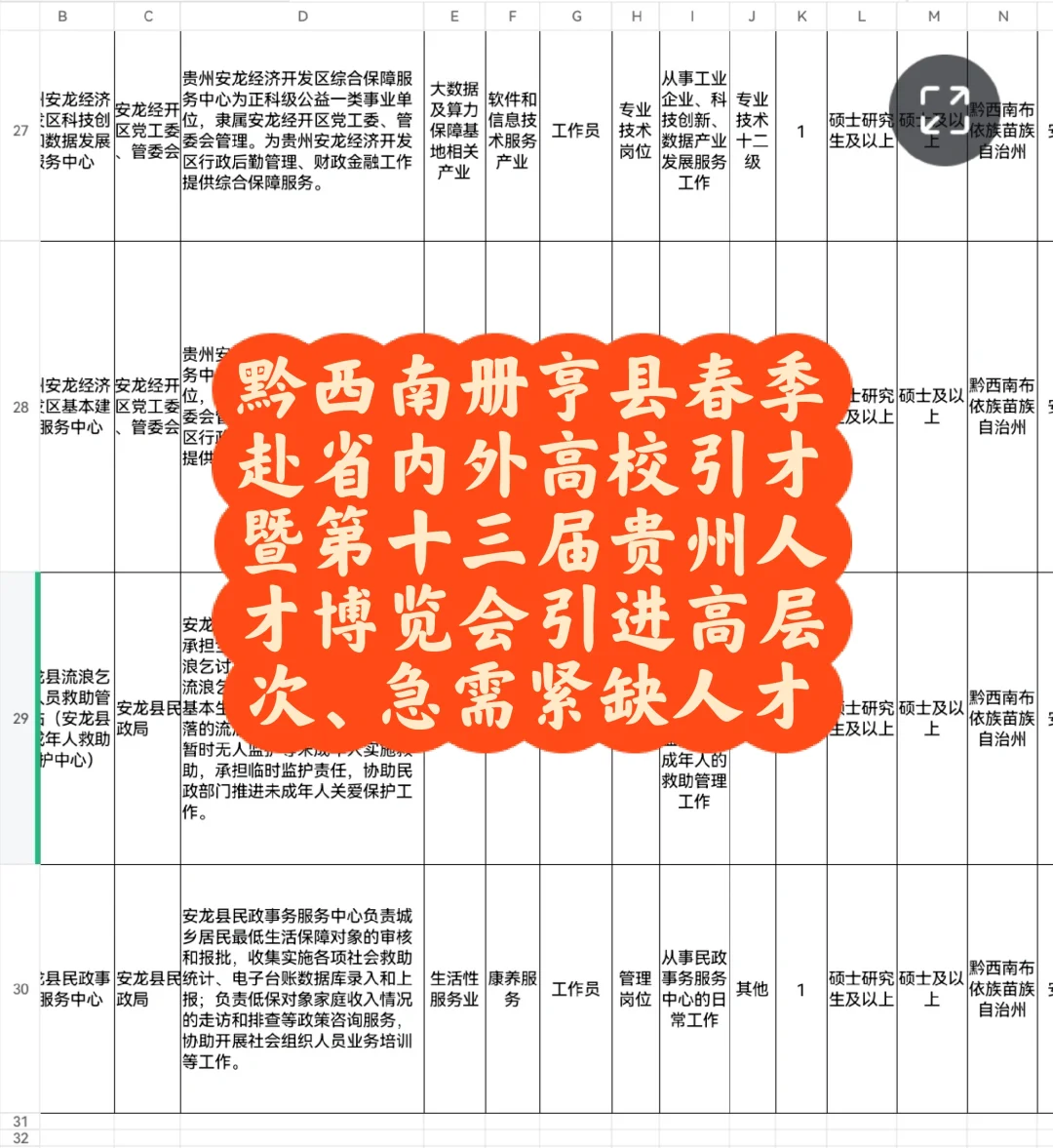 黔西南册亨县赴省内外高校引才暨第十三