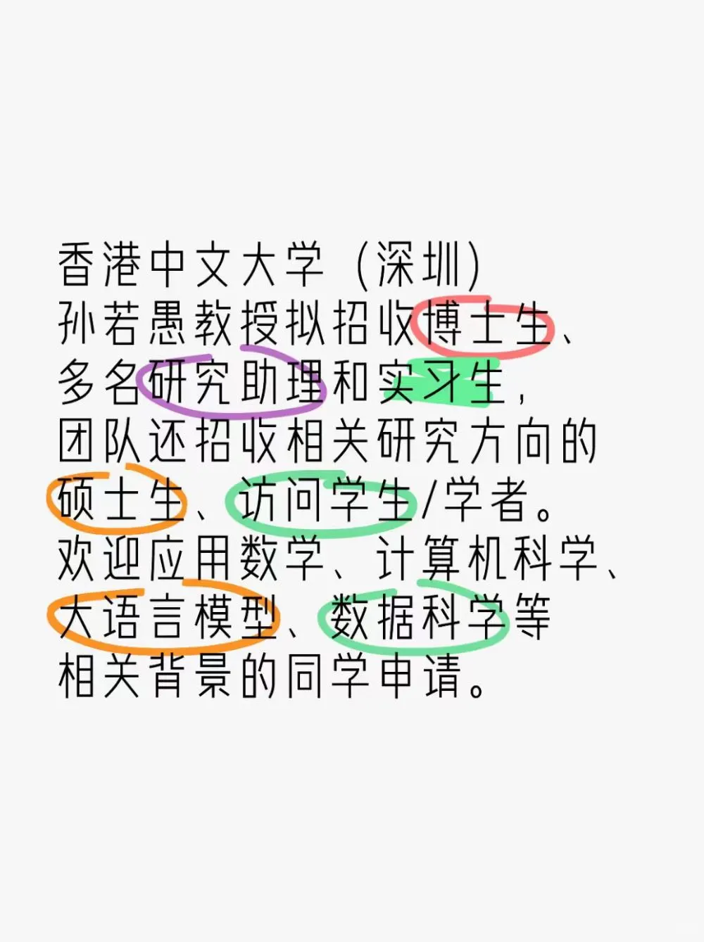 人才招募｜港中深孙若愚教授团队诚聘英才