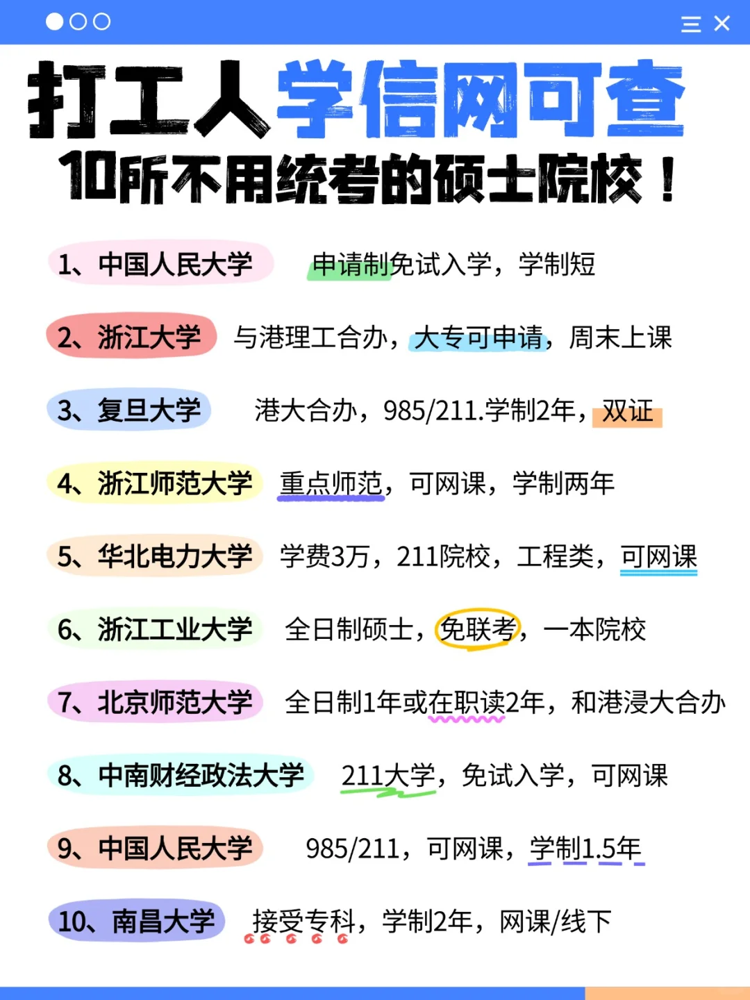 救命！这 10 所院校，把打工人读研难度砍半