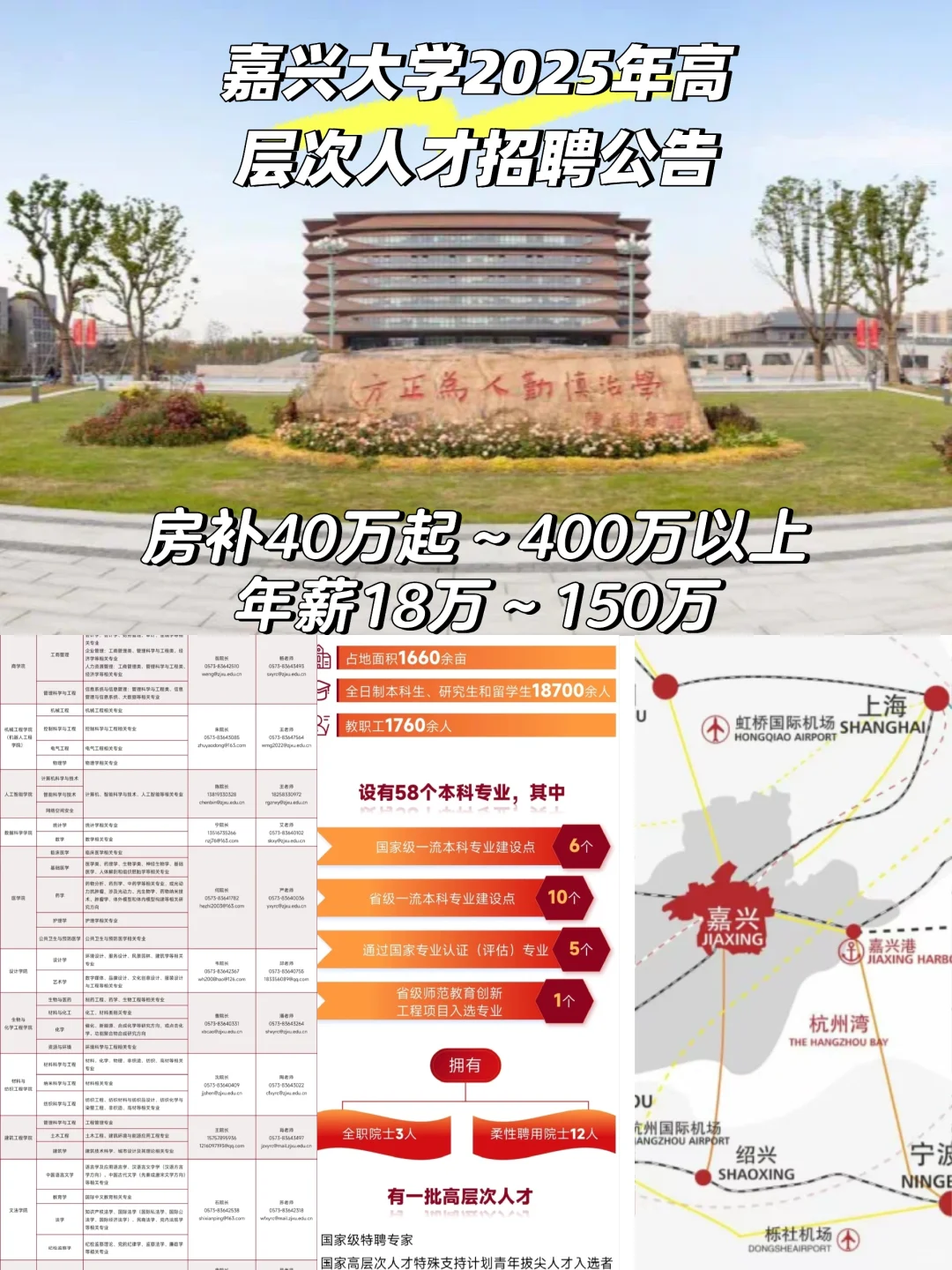 嘉兴大学2025年高层次人才招聘啦！