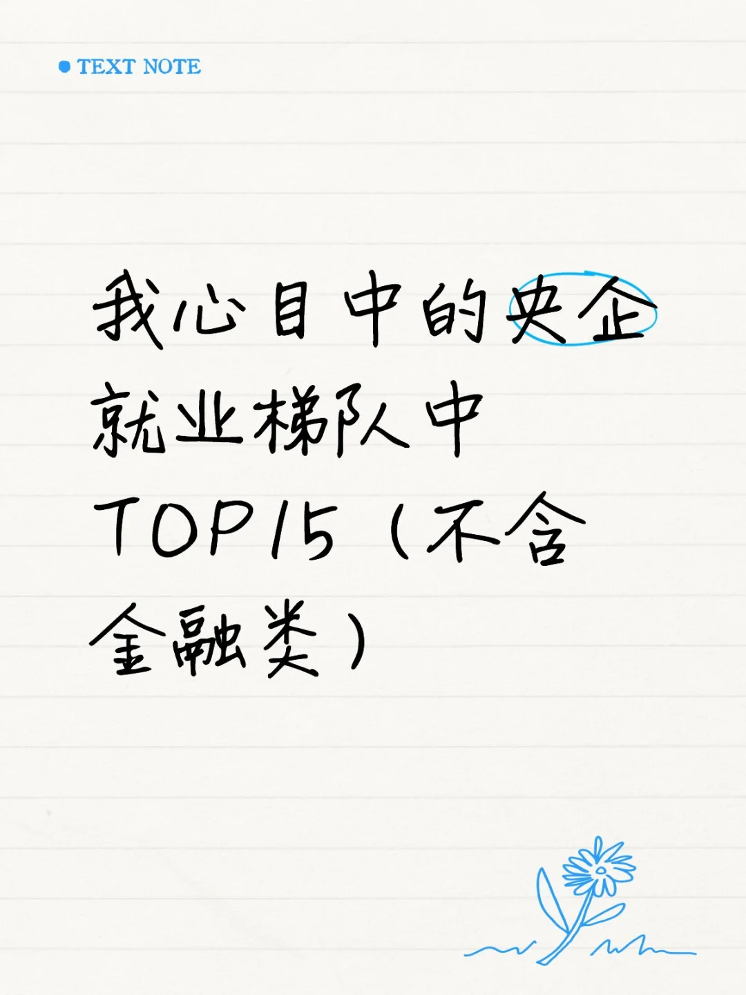 我心目中的央企就业梯队中TOP15(不含金融)