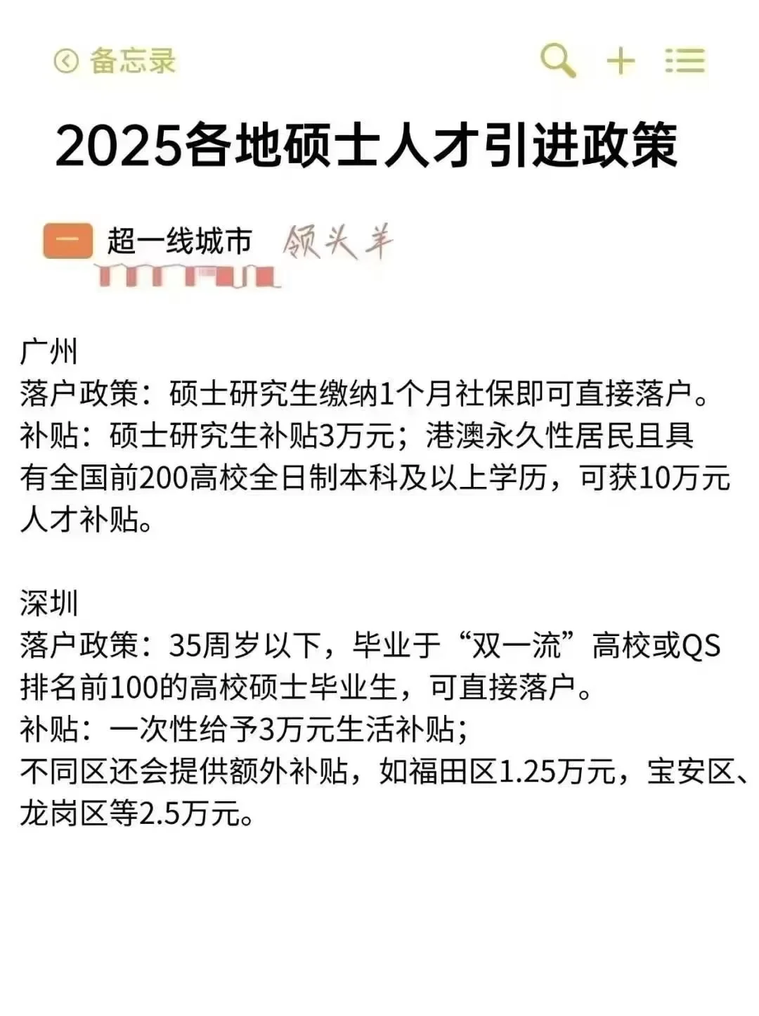2025各地硕士人才引进政策