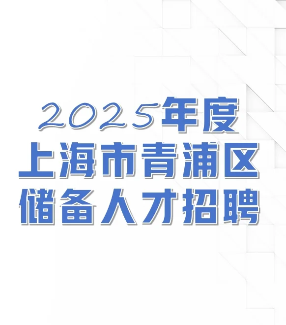 2025上海青浦区储备人才招聘开始！