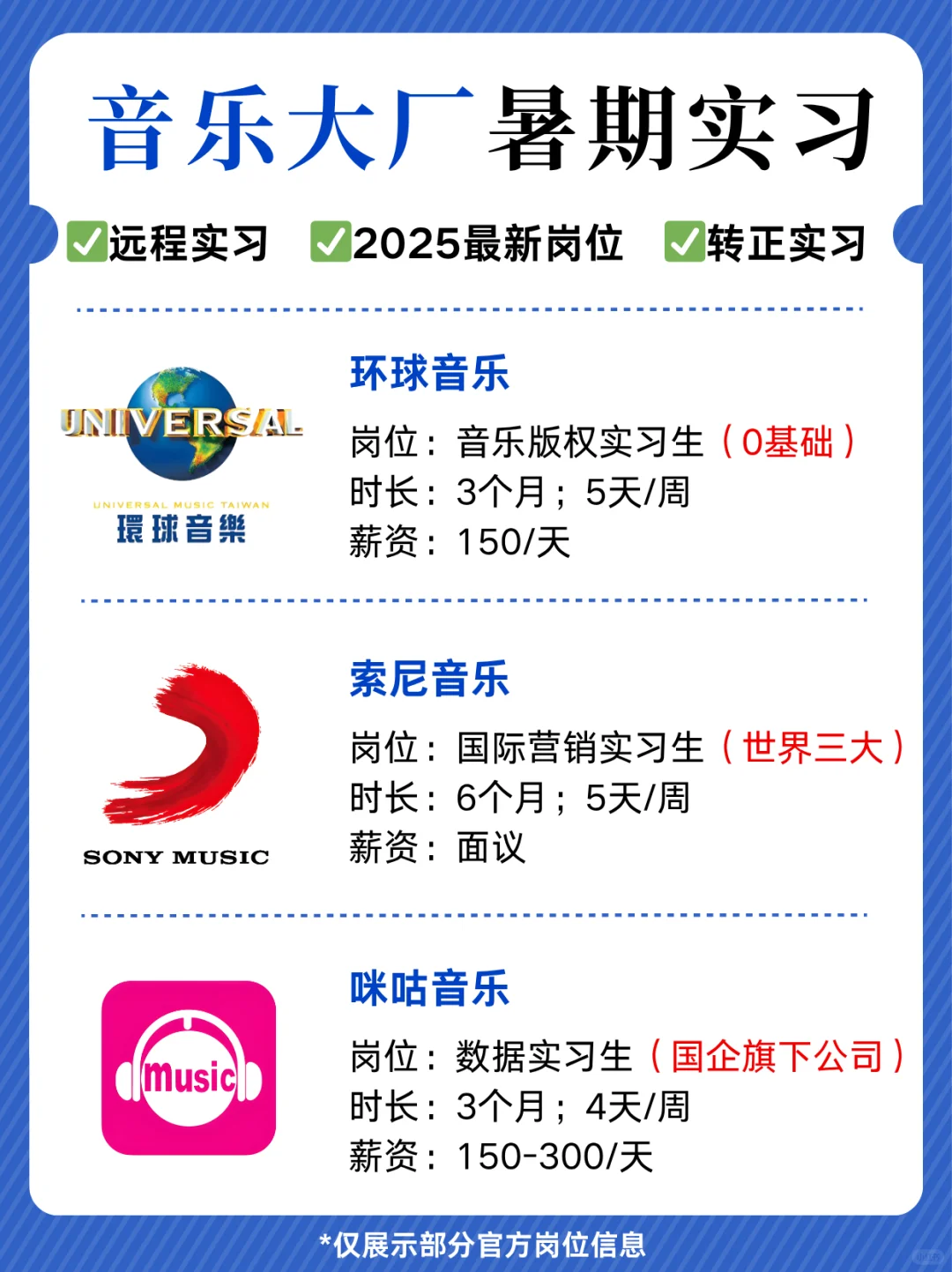 2025暑期实习丨音乐大厂真的太香啦😍