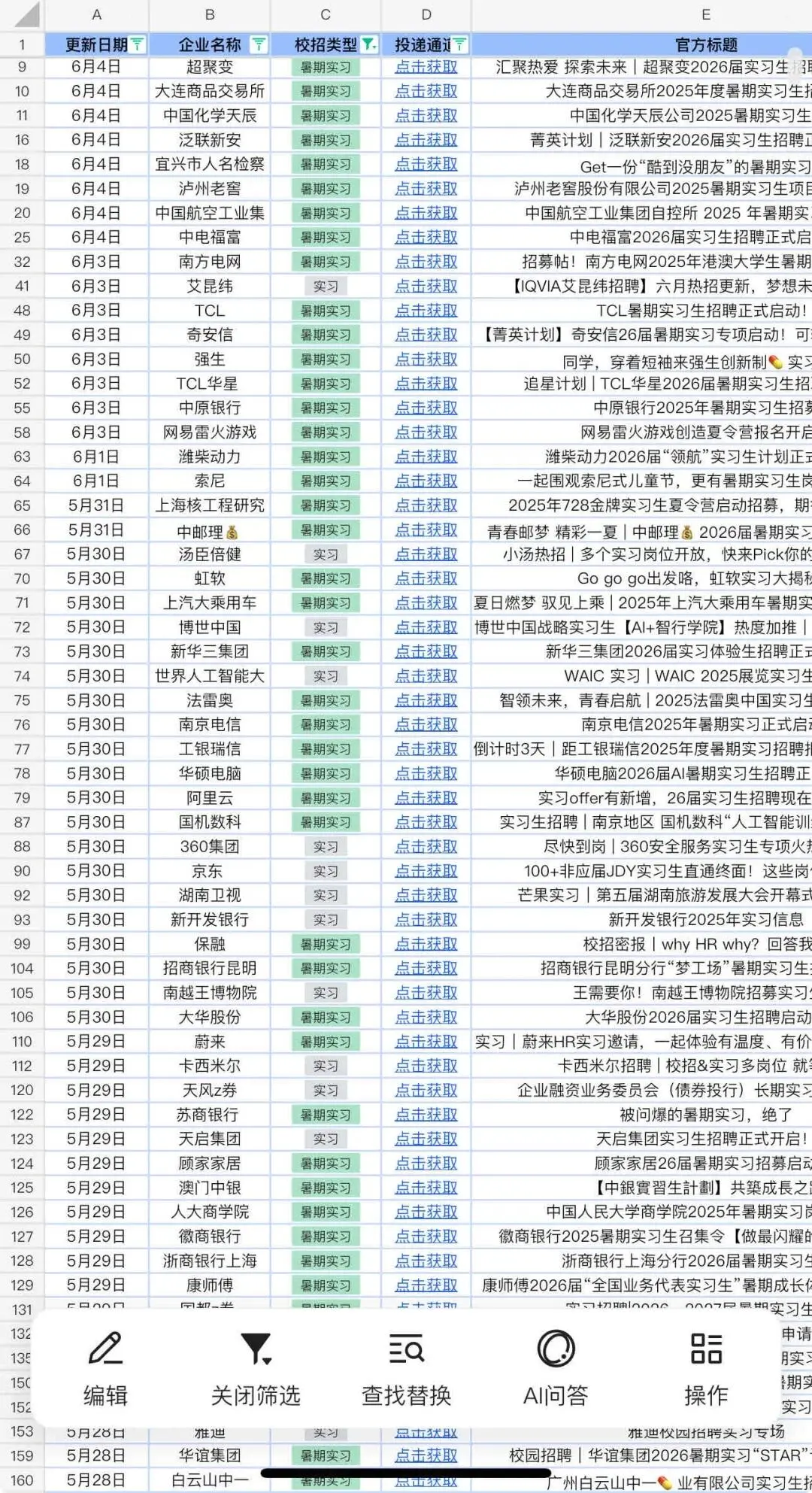 6.17 今天突然新开了好多暑期实习整