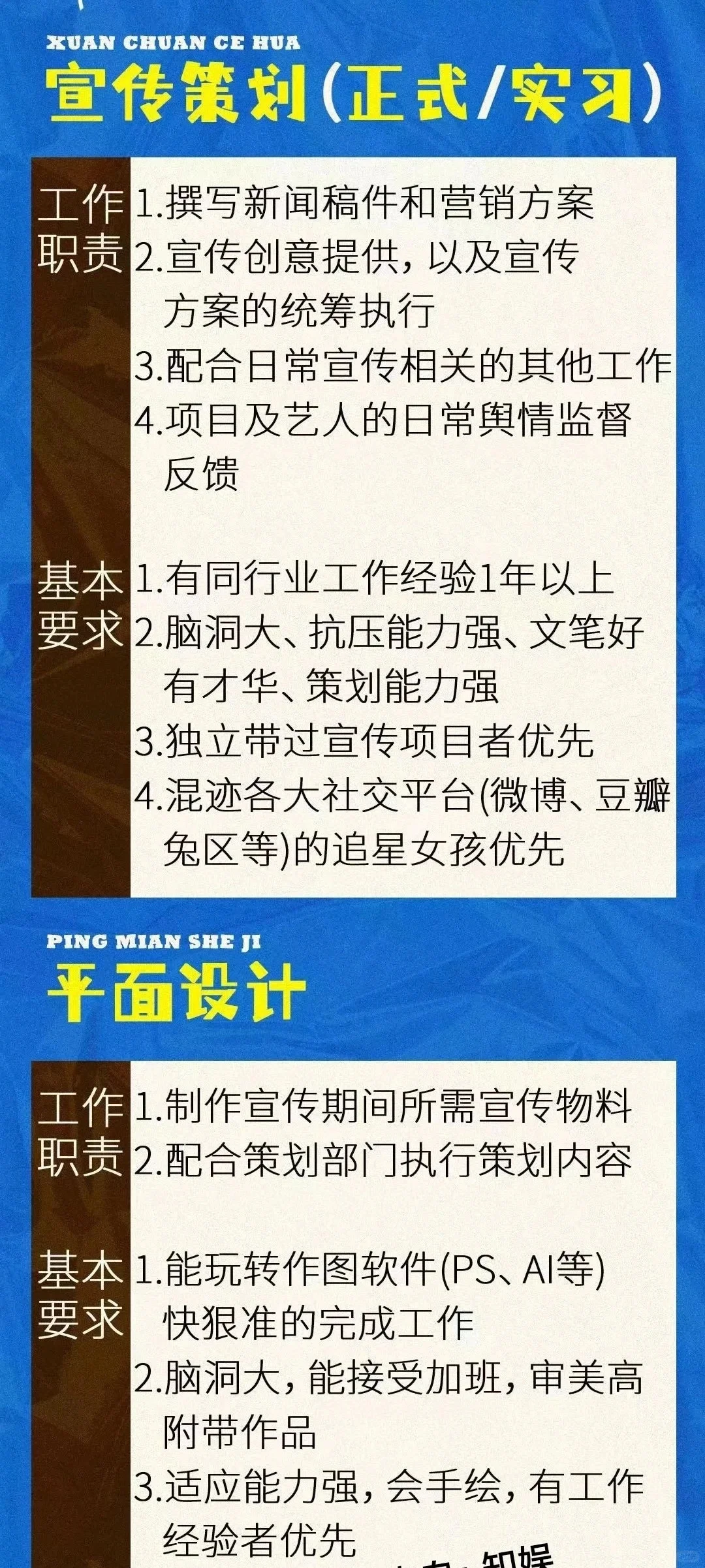 传媒企业招聘来啦！