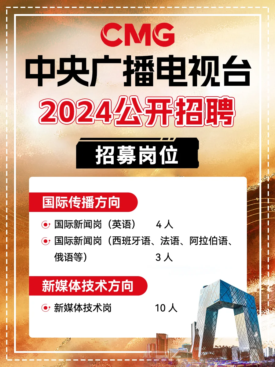 中央广播电视台招人❗撒贝宁喊你做同事❗